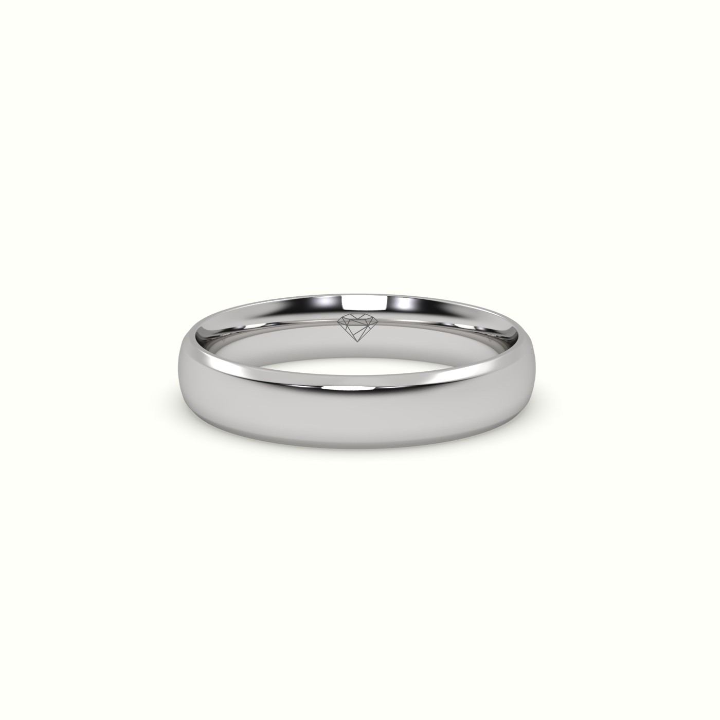 18k white gold modern court wedding band