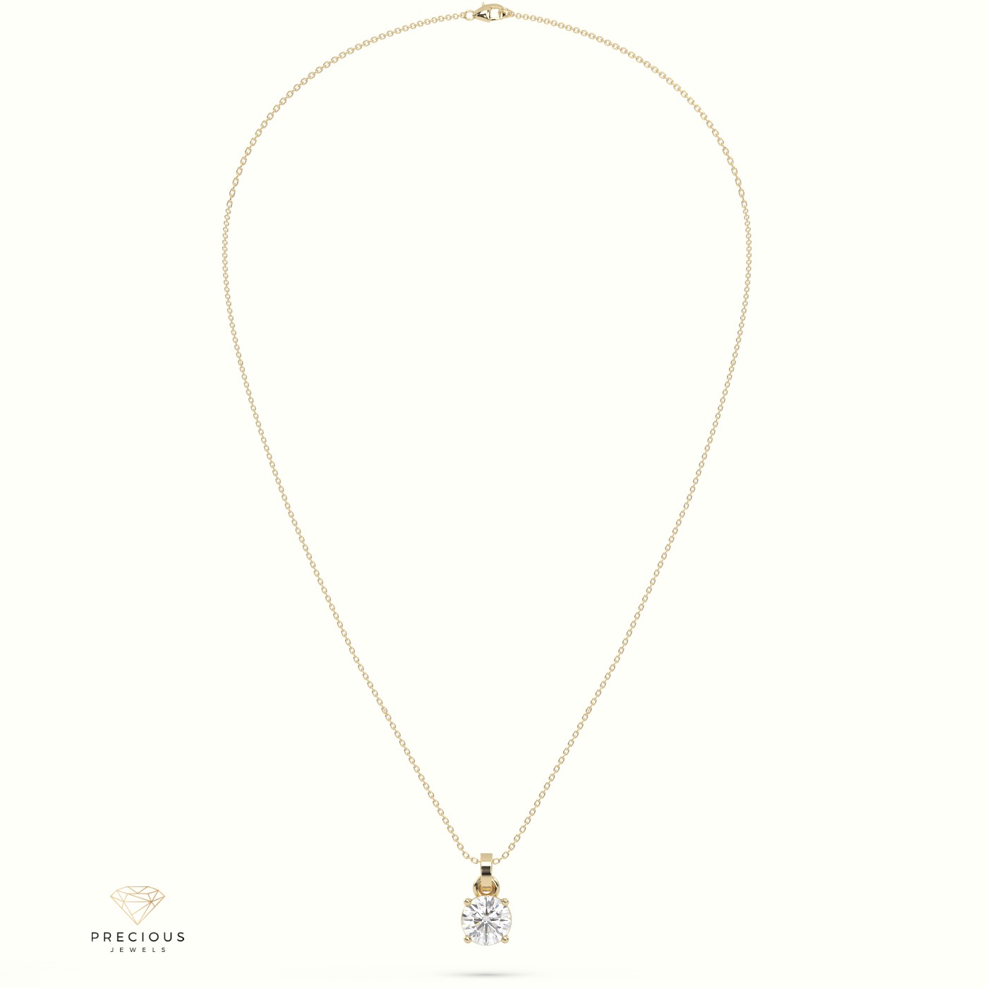 18k yellow gold  diamond solitair pendant 1.50 carat 4 round shaped prongs Photos & images