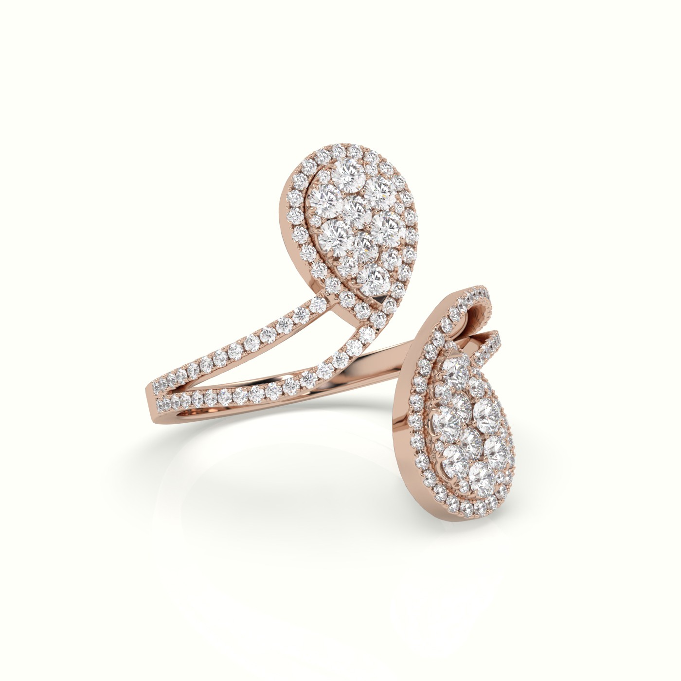 18k rose gold toi & moi pear shaped illusion setting round brilliant diamonds Photos & images