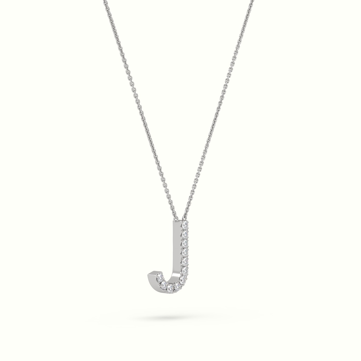 18k white gold  round cut diamonds “j” initials monogram alphabet pendant Photos & images