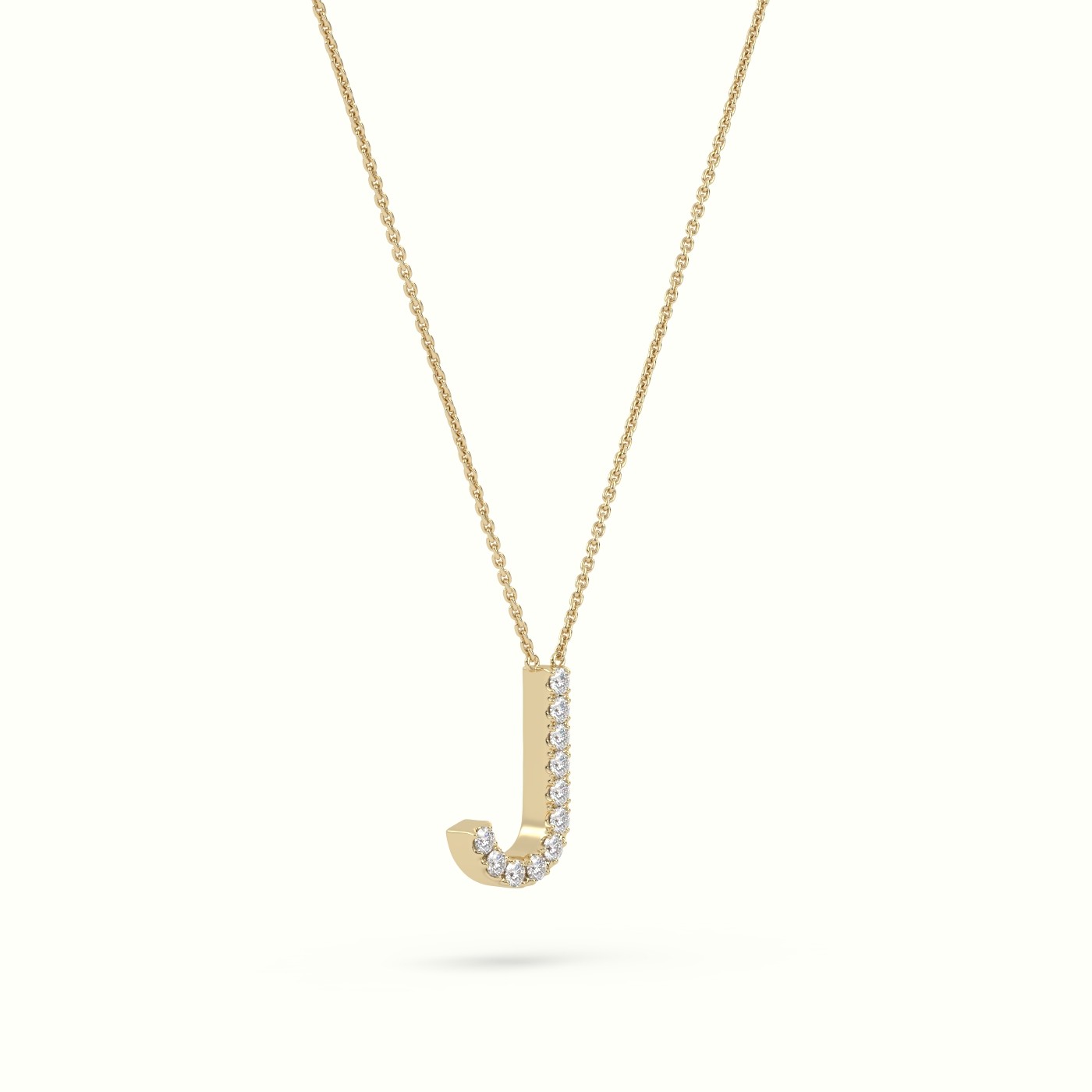 18k yellow gold  round cut diamonds “j” initials monogram alphabet pendant Photos & images
