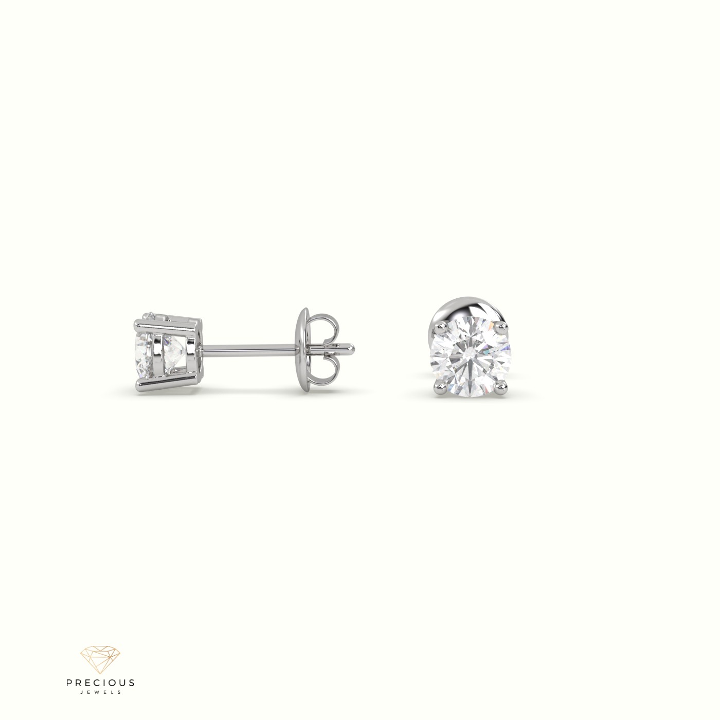 18k white gold  4 prongs classic round diamond earring studs Photos & images