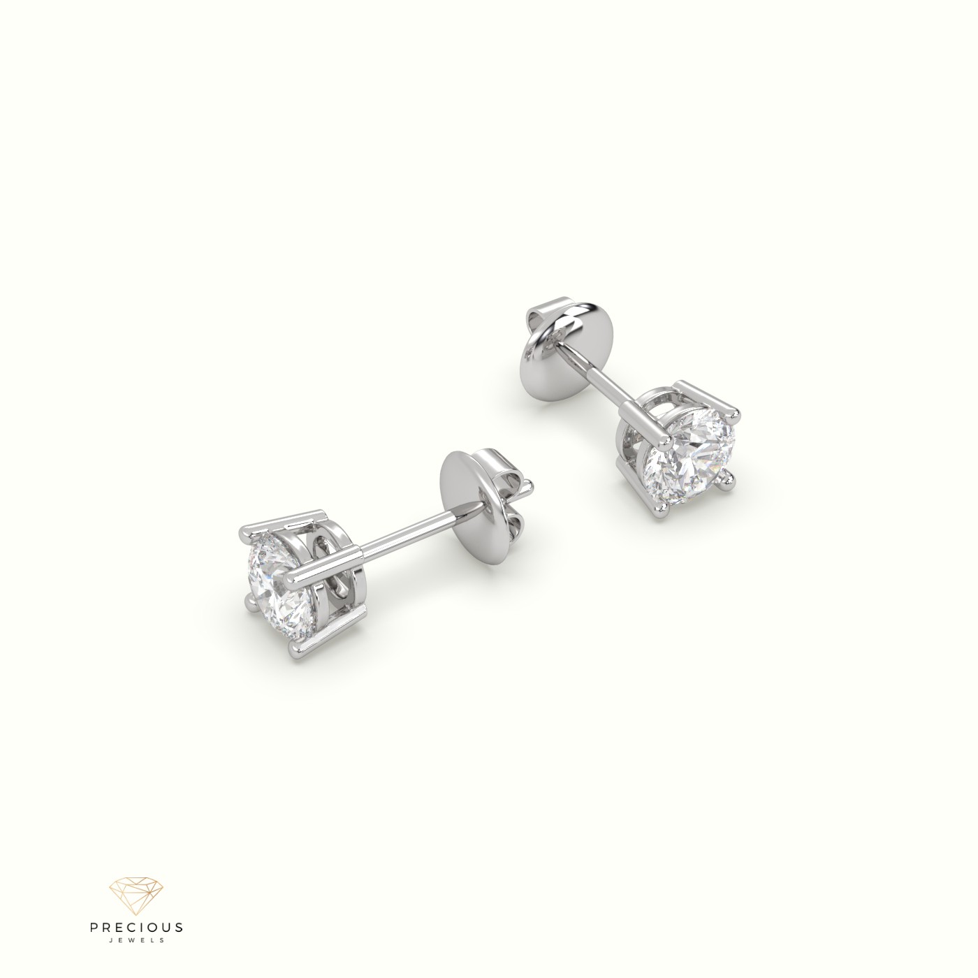 18k white gold  4 prongs classic round diamond earring studs Photos & images