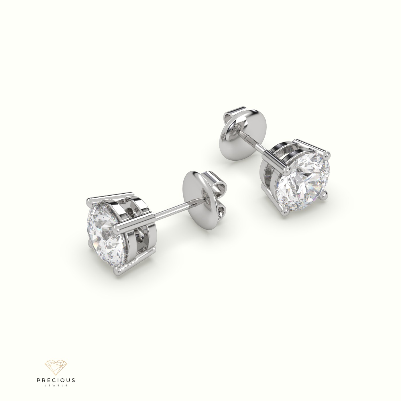 18k white gold  4 prongs classic round diamond earring studs Photos & images