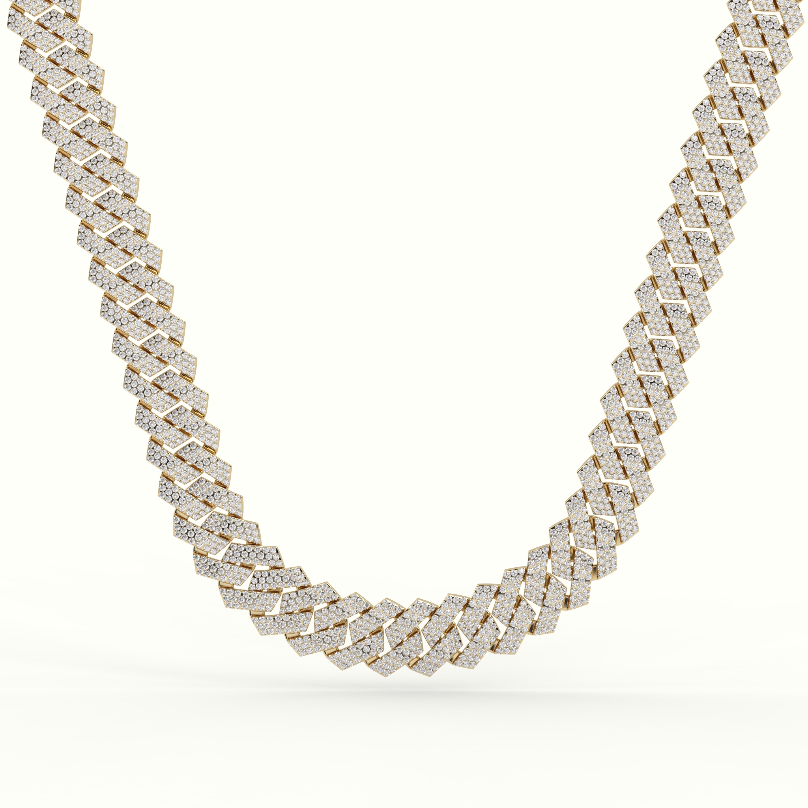 18k yellow gold 16mm diamond cuban link necklace