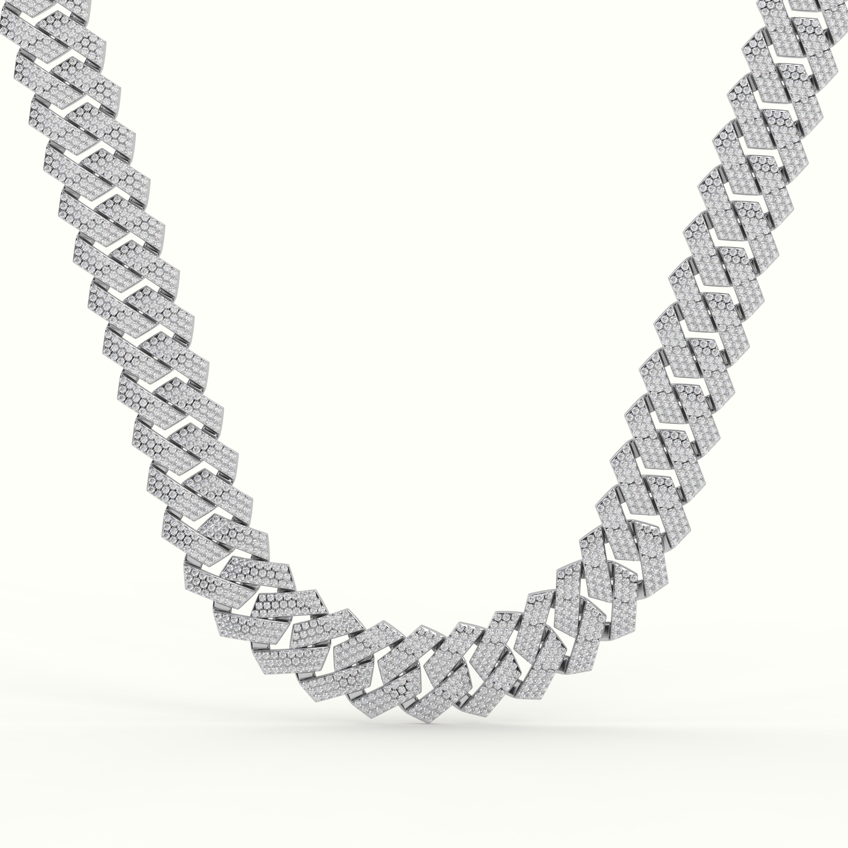 18k white gold 19mm diamond cuban link necklace