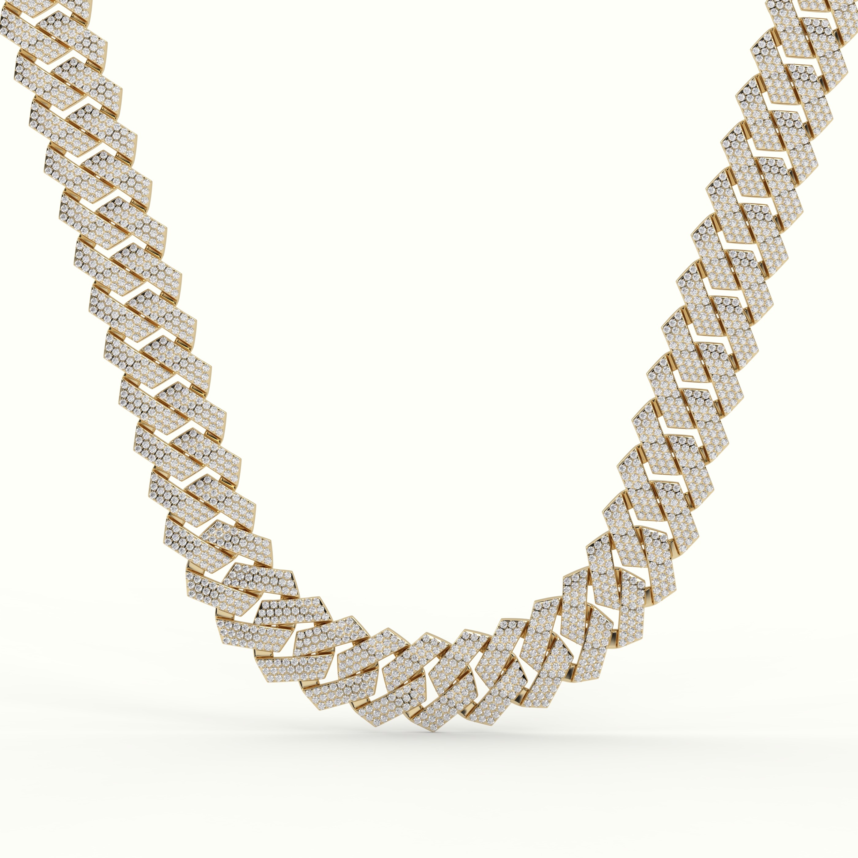 18k yellow gold 19mm diamond cuban link necklace