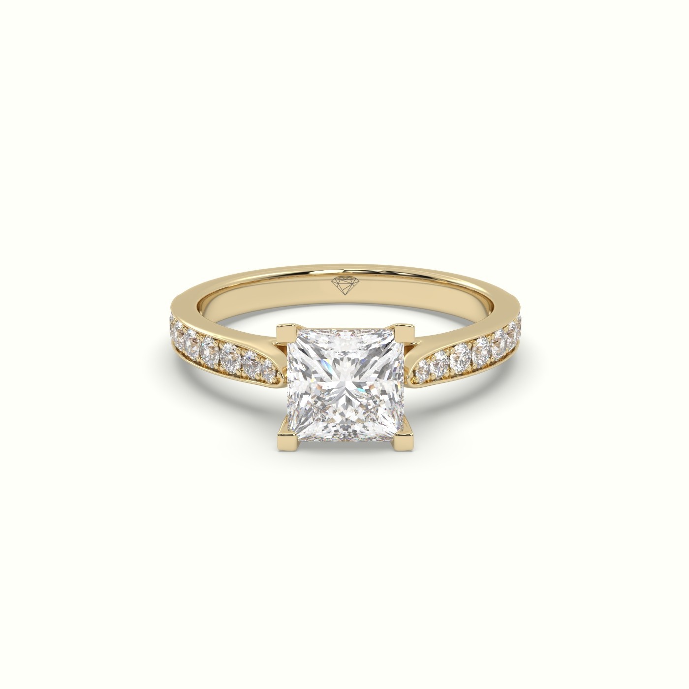 flash sale-18k yellow gold  princess cut diamond ring with pave Photos & images