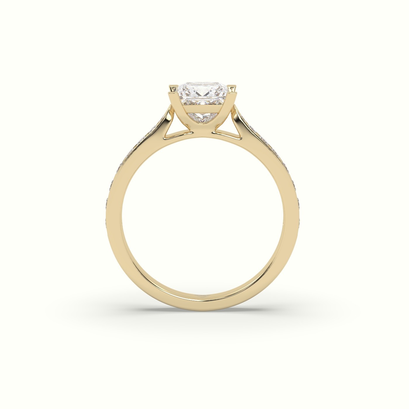 flash sale-18k yellow gold  princess cut diamond ring with pave Photos & images