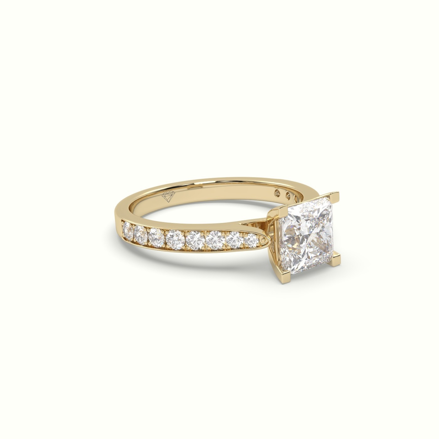 flash sale-18k yellow gold  princess cut diamond ring with pave Photos & images