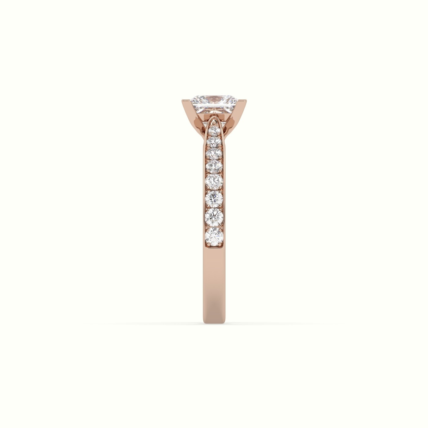 flash sale-18k rose gold  princess cut diamond ring with pave Photos & images