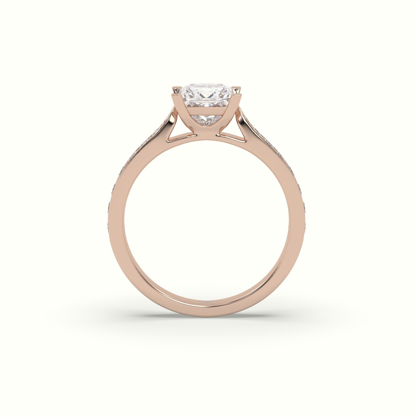 flash sale-18k rose gold  princess cut diamond ring with pave Photos & images