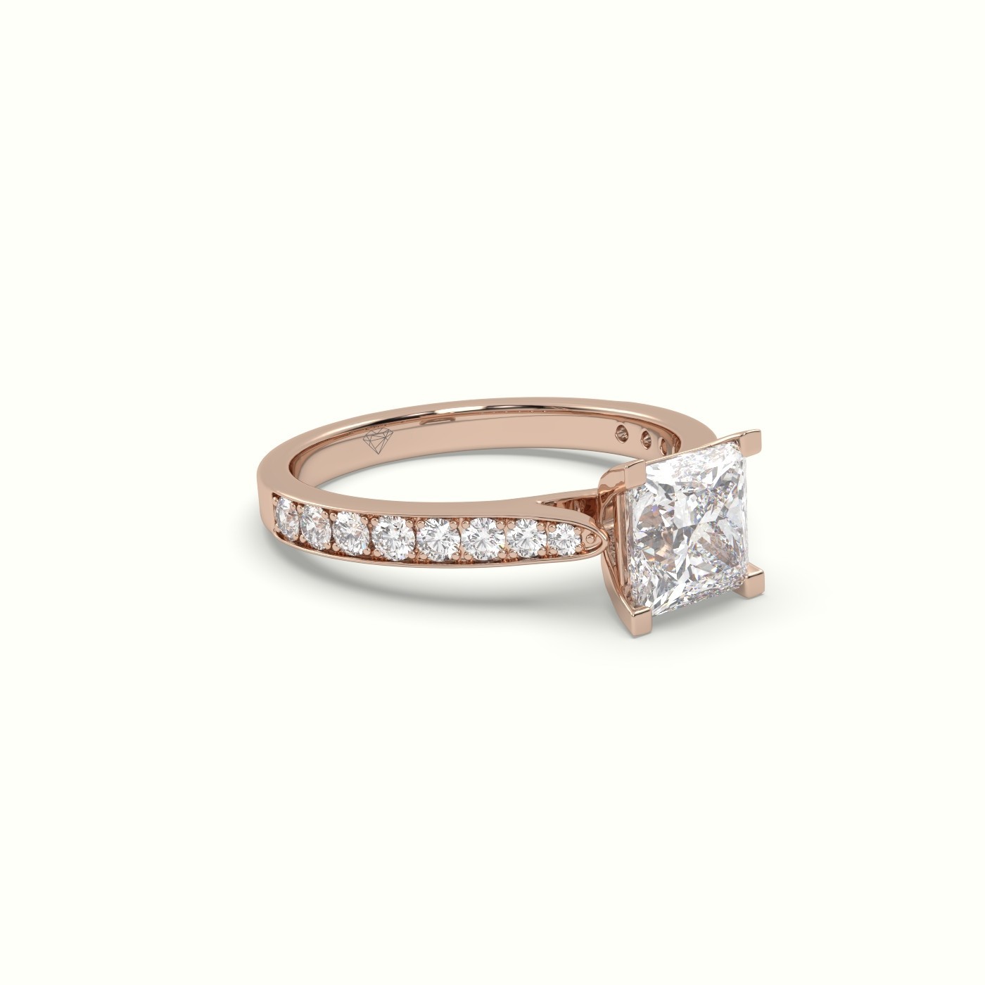 flash sale-18k rose gold  princess cut diamond ring with pave Photos & images