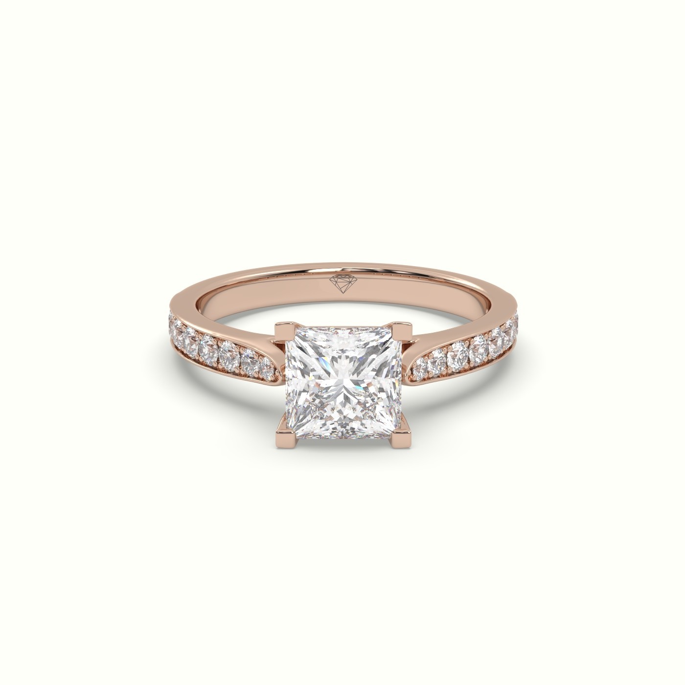 flash sale-18k rose gold  princess cut diamond ring with pave Photos & images