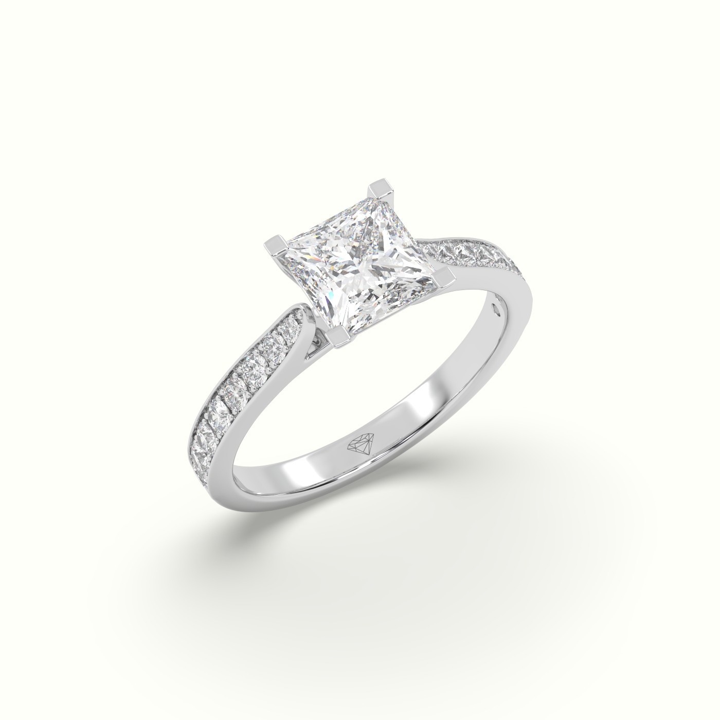 flash sale-platinum  princess cut diamond ring with pave