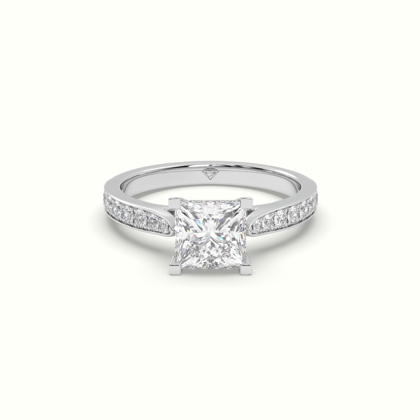 flash sale-18k white gold  princess cut diamond ring with pave Photos & images