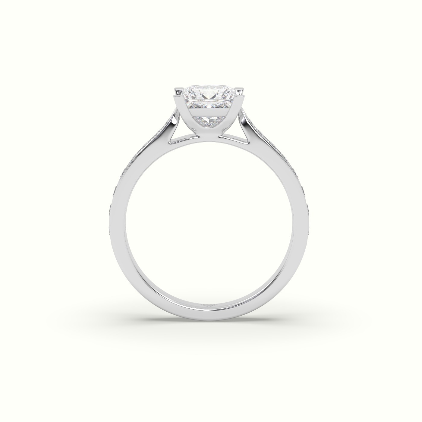 flash sale-18k white gold  princess cut diamond ring with pave Photos & images