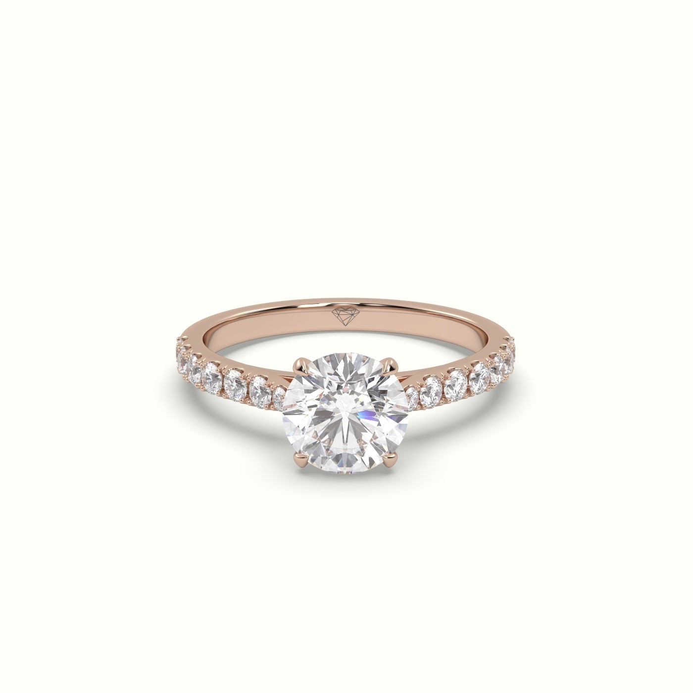 flash sale-18k rose gold  round cut diamond 4 prongs pave band ring Photos & images