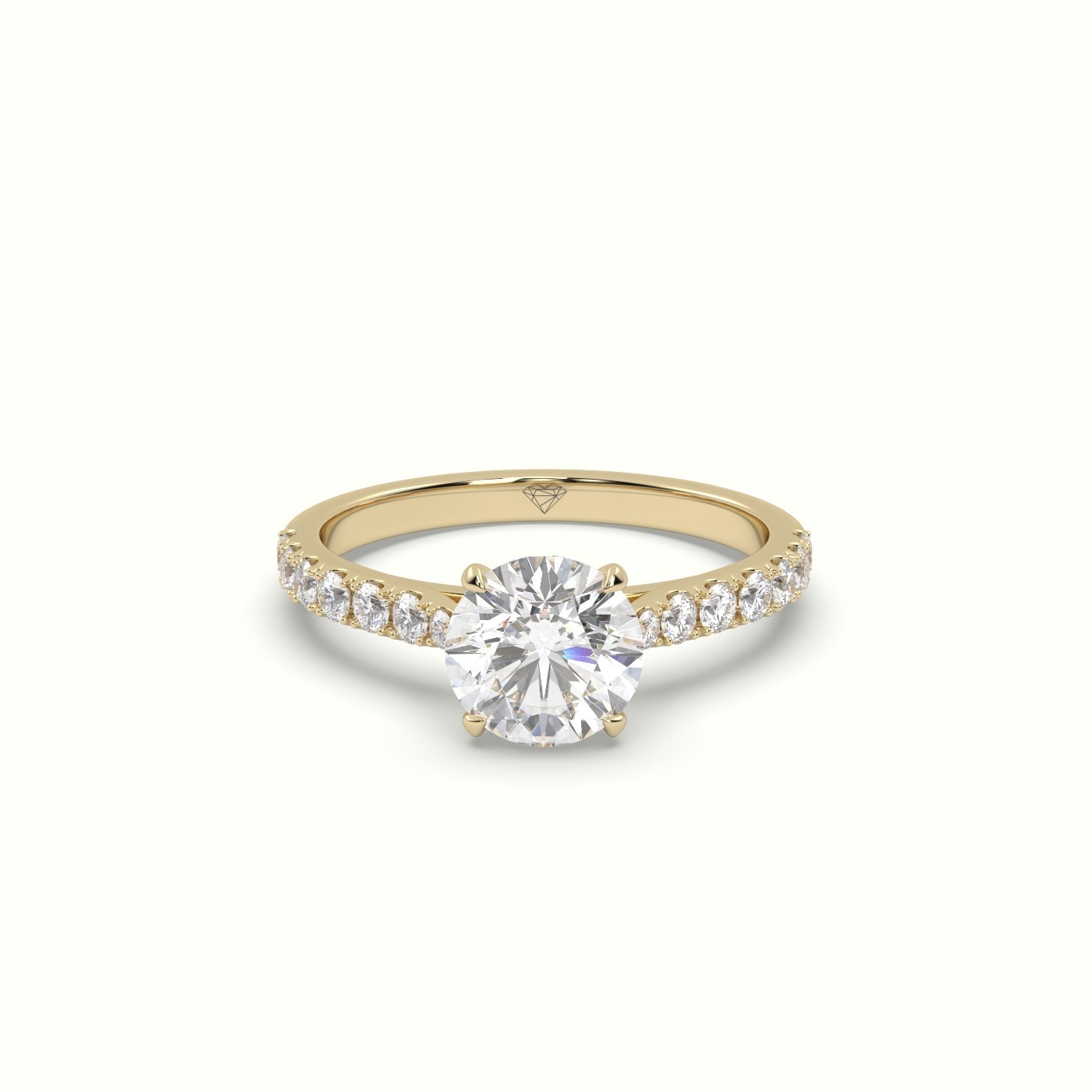 flash sale-18k yellow gold  round cut diamond 4 prongs pave band ring Photos & images