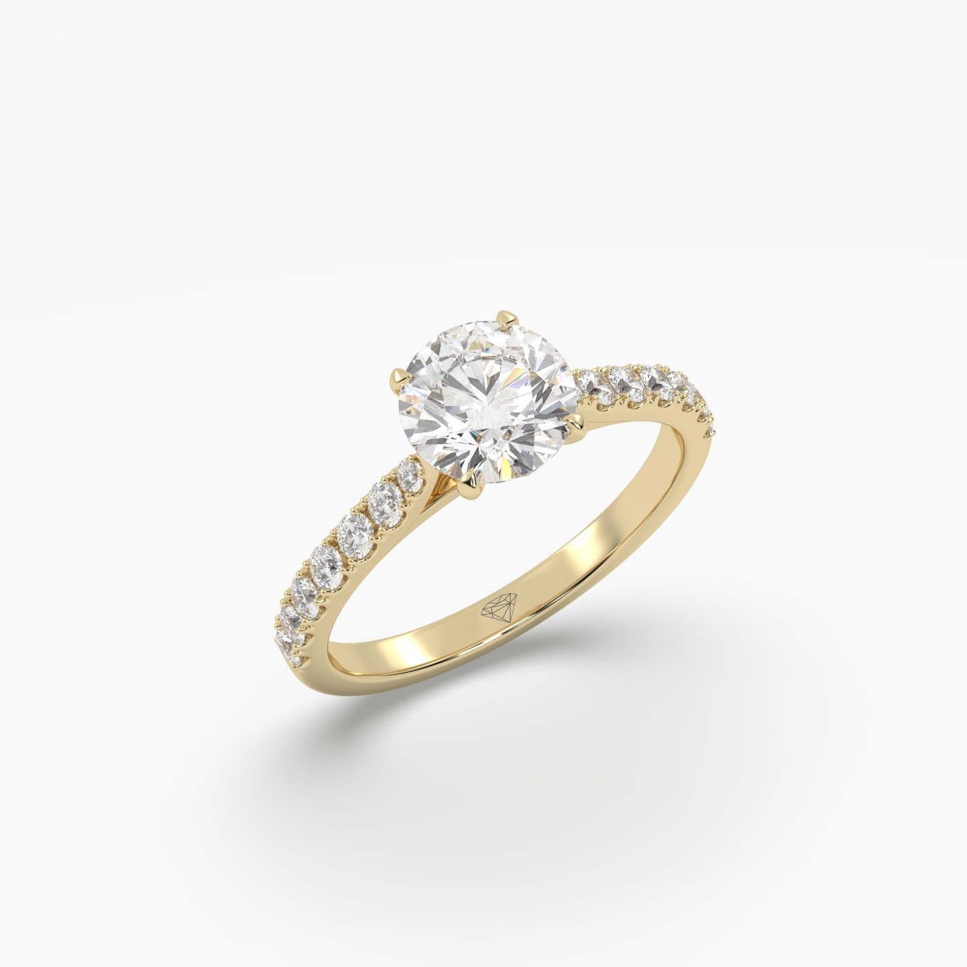 flash sale-18k yellow gold  round cut diamond 4 prongs pave band ring