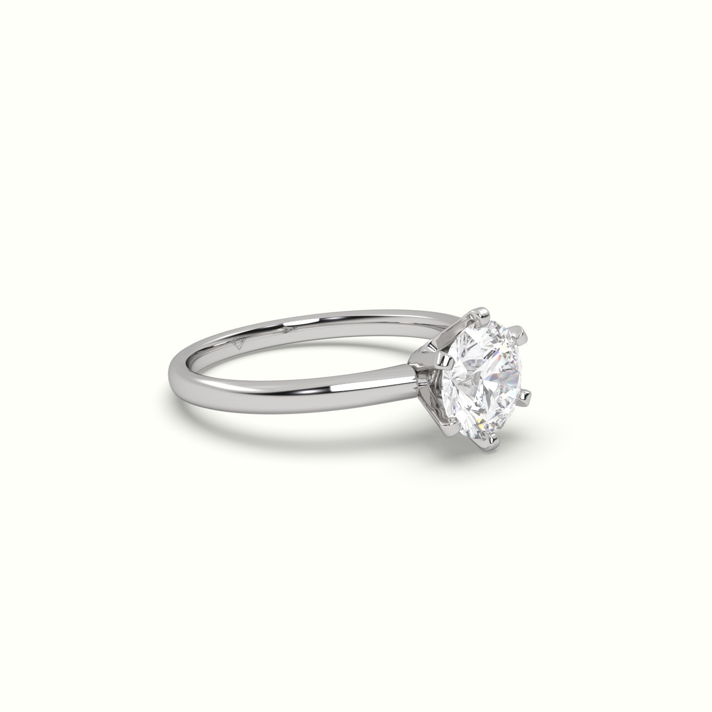 flash sale-18k white gold  solitaire round diamond ring 6 prong elegance Photos & images