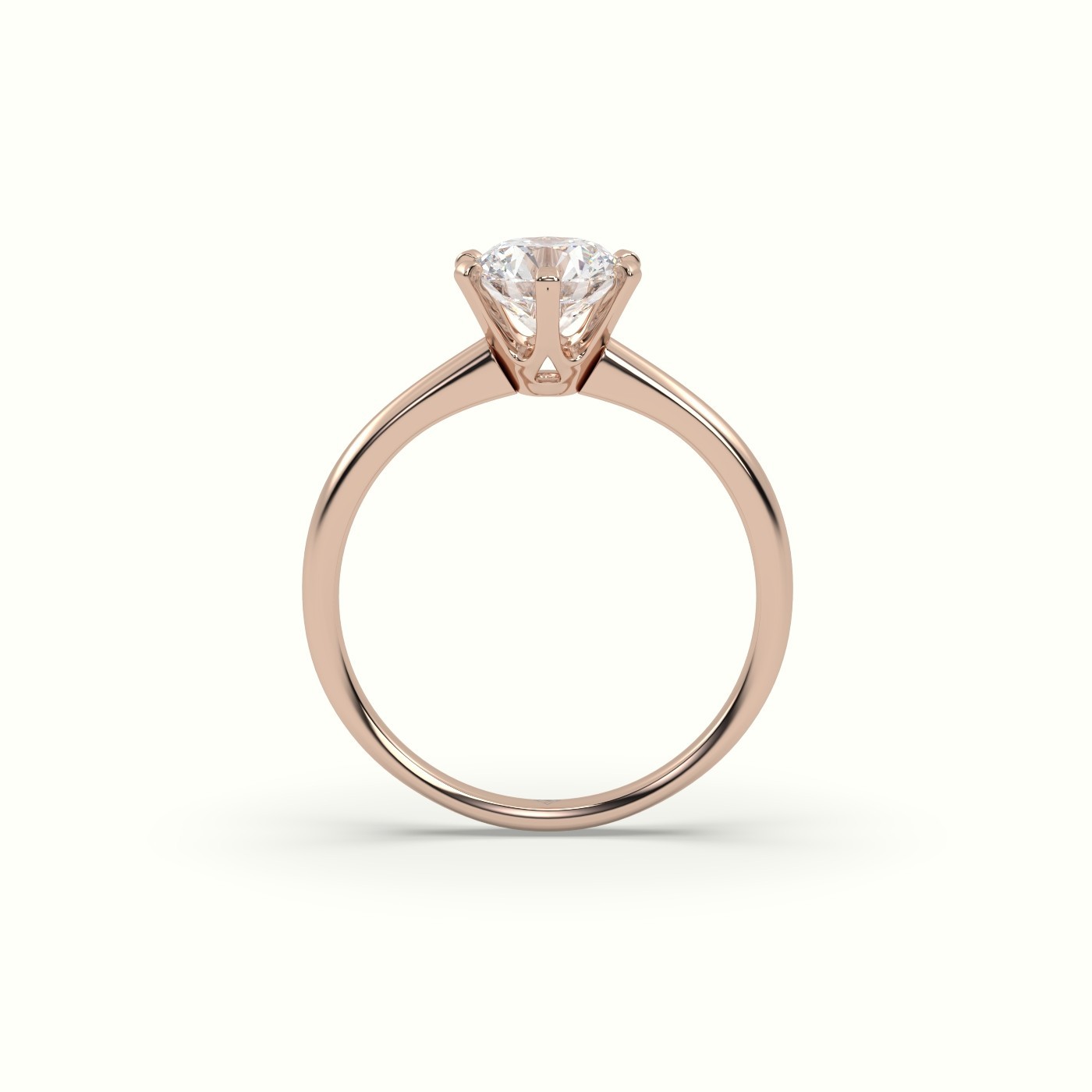 flash sale-18k rose gold  solitaire round diamond ring 6 prong elegance Photos & images