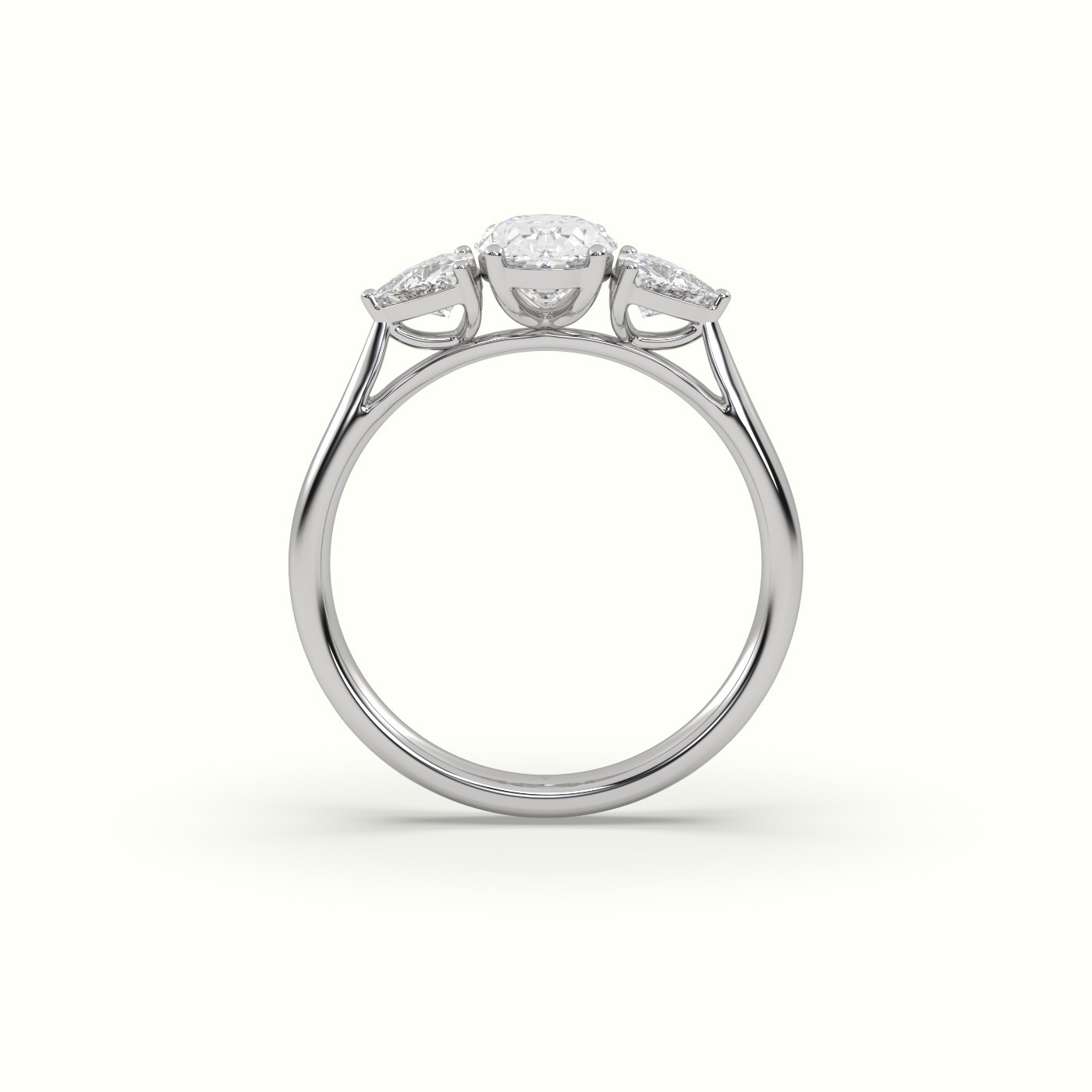 flash sale-18k white gold  oval & triangle diamond trilogy ring Photos & images