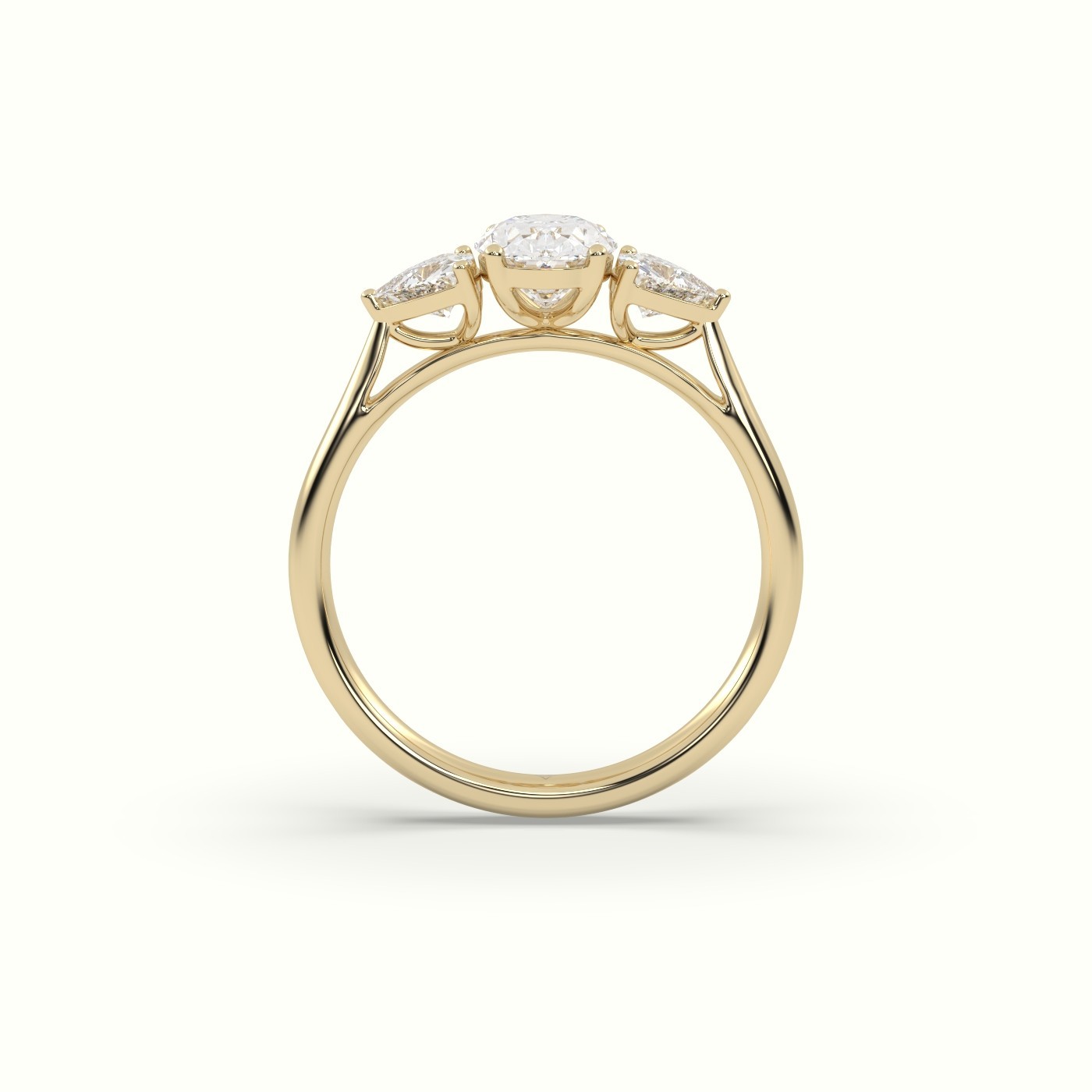 flash sale-18k yellow gold  oval & triangle diamond trilogy ring Photos & images