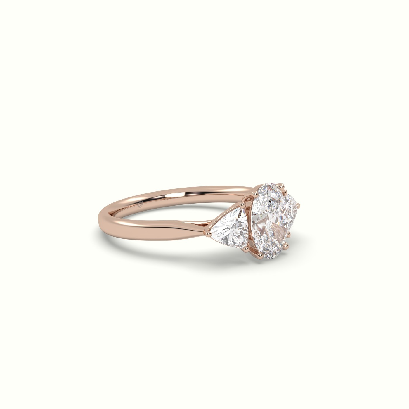 flash sale-18k rose gold  oval & triangle diamond trilogy ring Photos & images