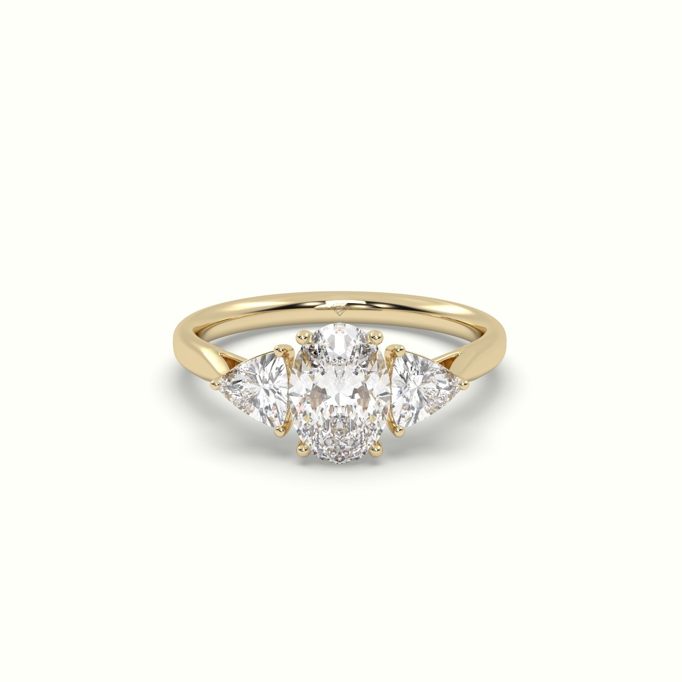flash sale-18k yellow gold  oval & triangle diamond trilogy ring Photos & images