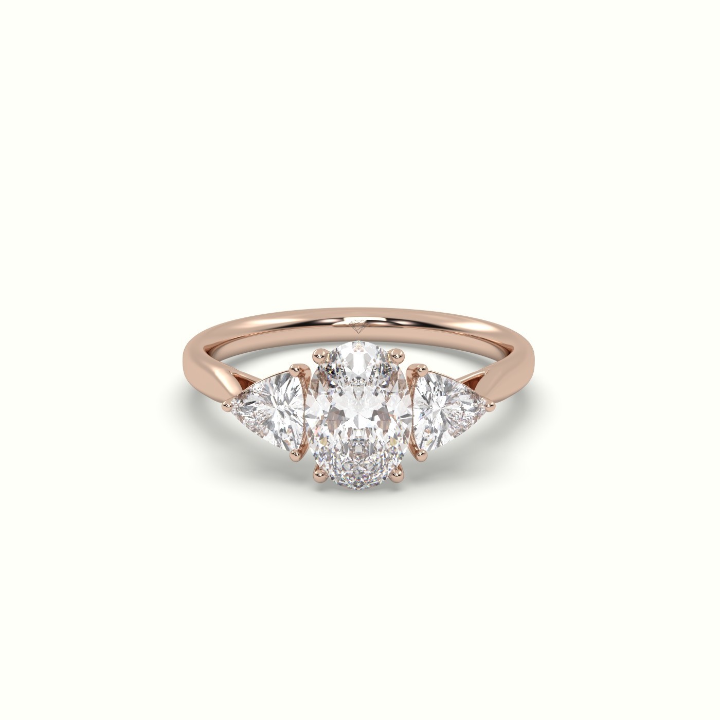 flash sale-18k rose gold  oval & triangle diamond trilogy ring Photos & images