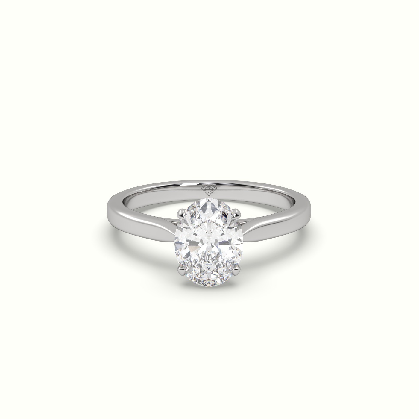 18k white gold  2.12 ct, oval cut diamond engagement ring with cathedral shank Photos & images