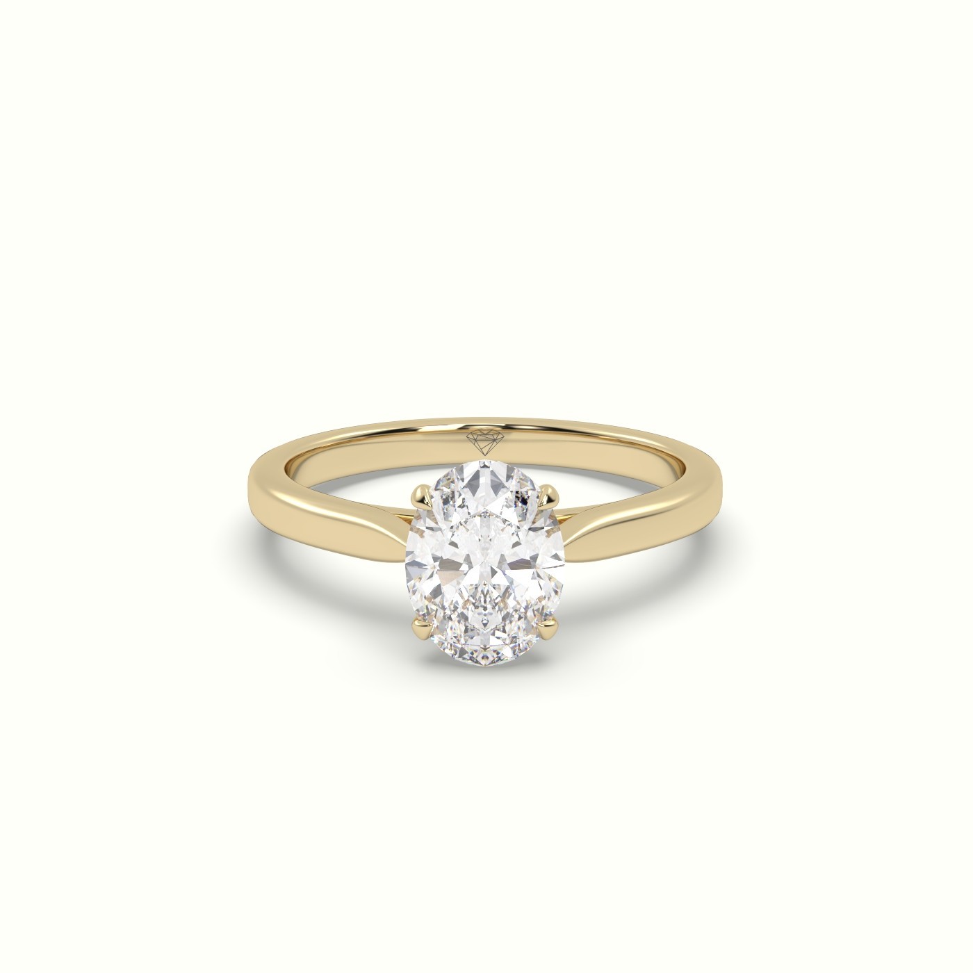 18k yellow gold 3.02 ct,oval cut  labgrown diamond d vvs2 hrd engagement ring with cathedral shank Photos & images