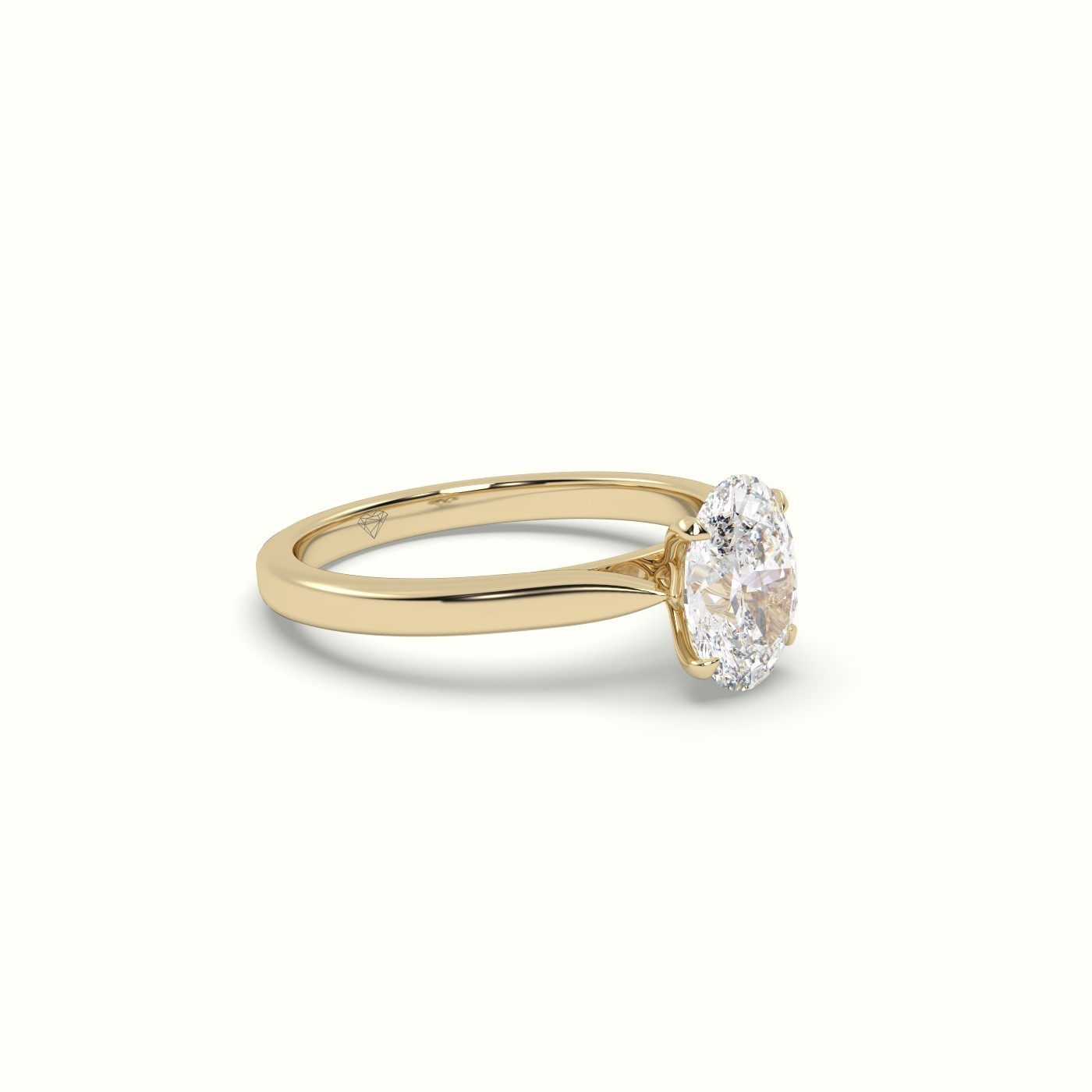 18k yellow gold 3.02 ct,oval cut  labgrown diamond d vvs2 hrd engagement ring with cathedral shank Photos & images