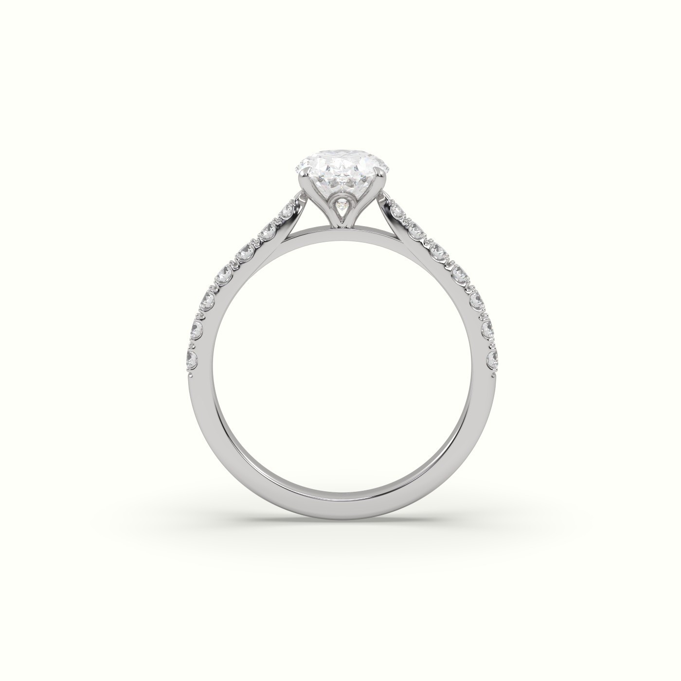 18k white gold  2.00 ct oval cut diamond ring with pave set diamond band Photos & images