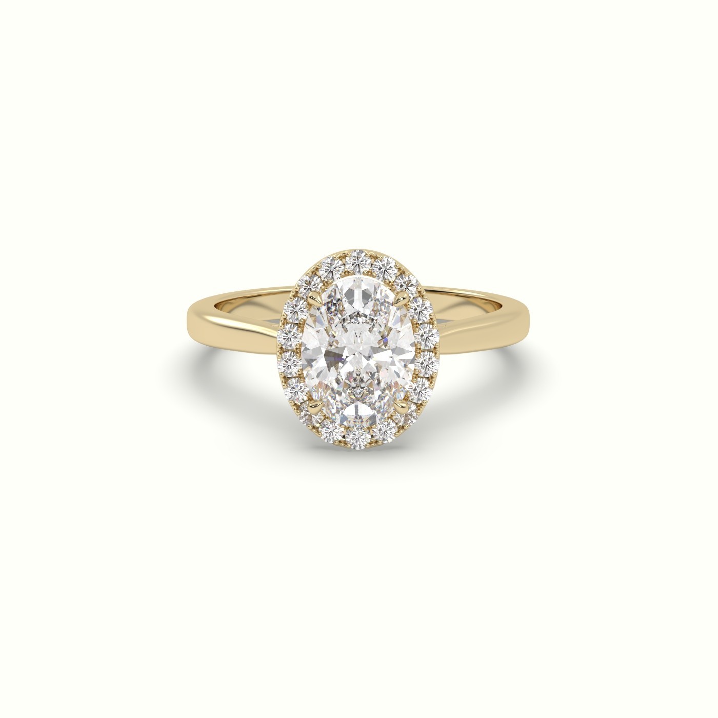 18k yellow gold oval cut diamond halo engagement ring Photos & images