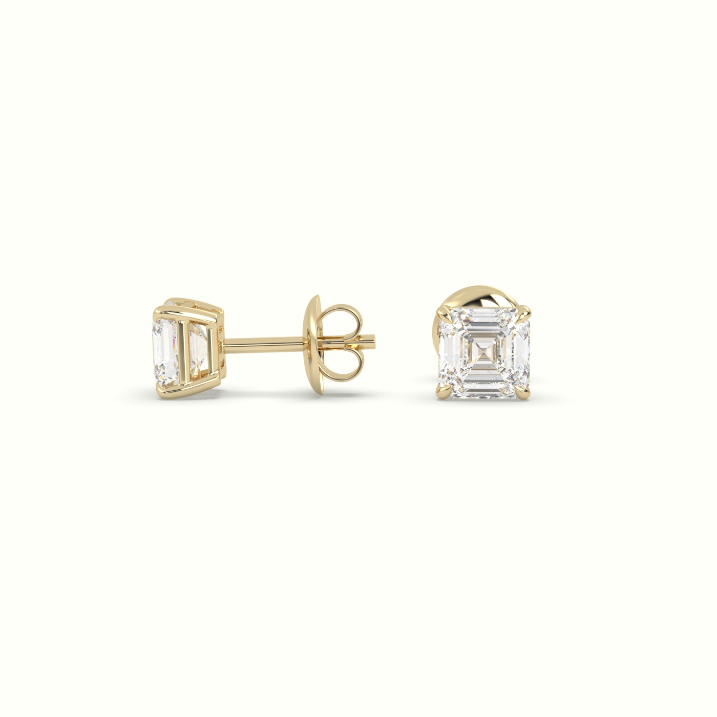 18k yellow gold ascher cut diamond stud earrings Photos & images