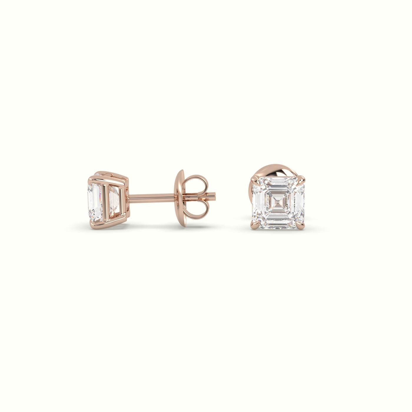 ascher cut diamond stud earrings in 18k rose gold | precious jewels Photos & images