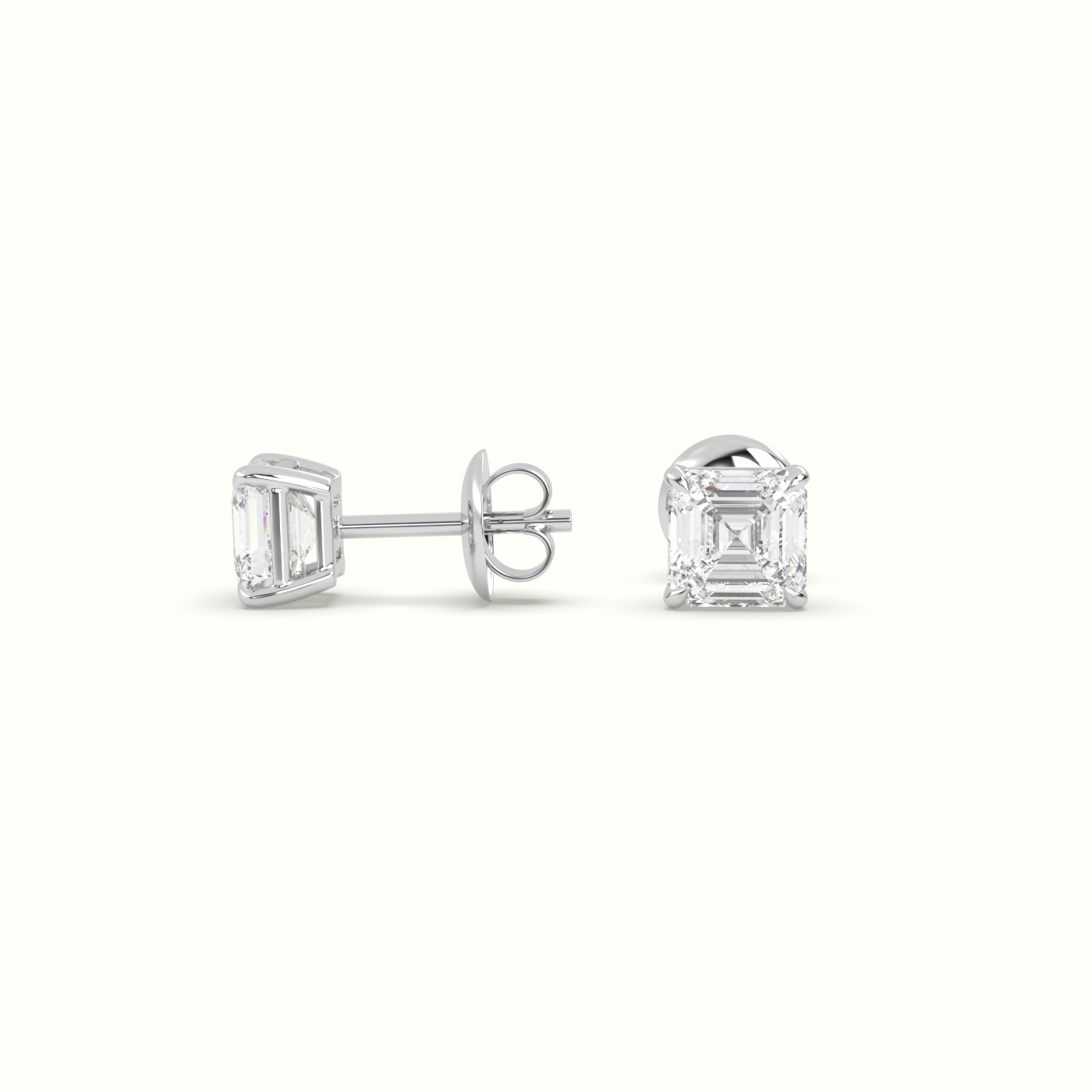 18k white gold ascher cut diamond stud earrings Photos & images