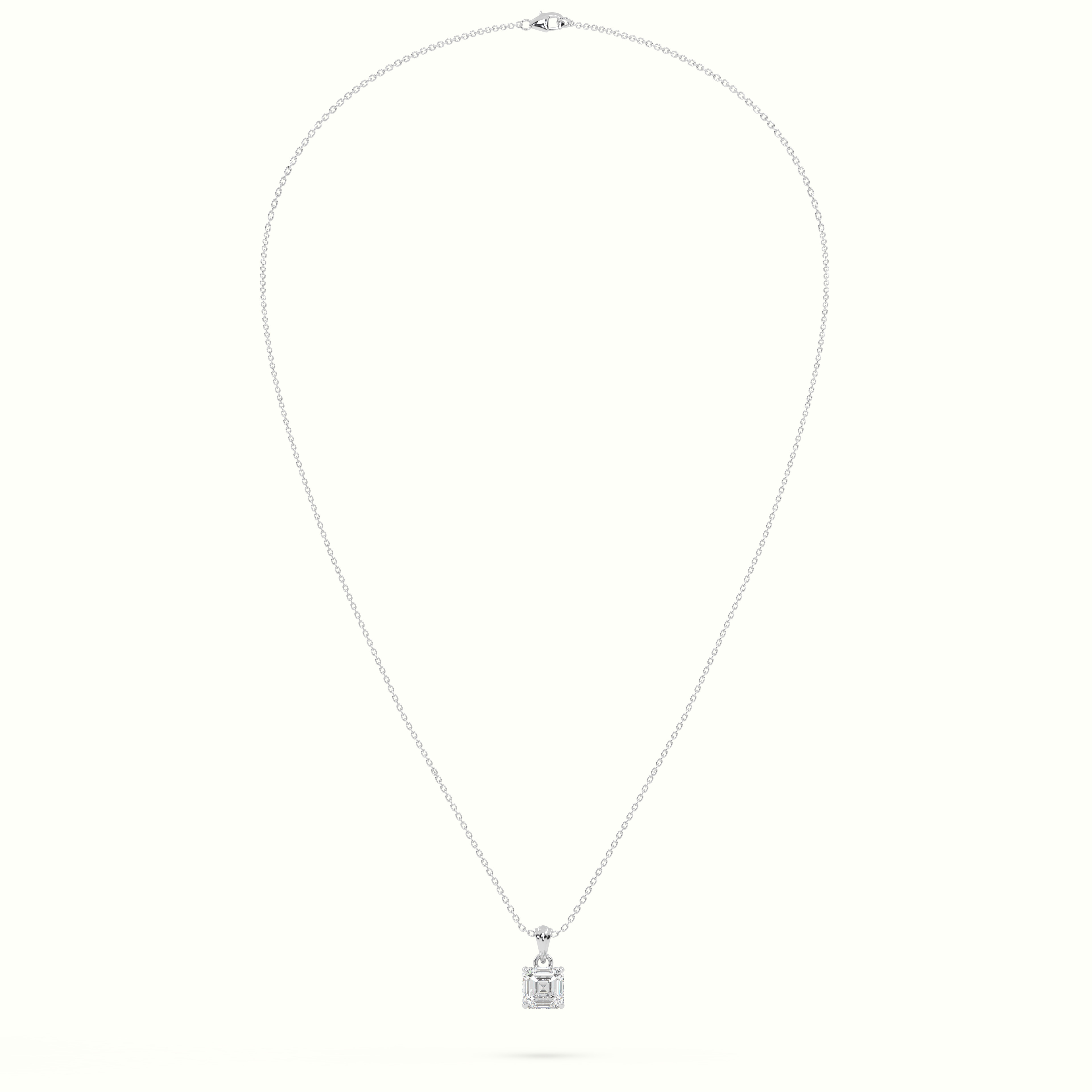 18k white gold ascher cut solitaire diamond pendant Photos & images