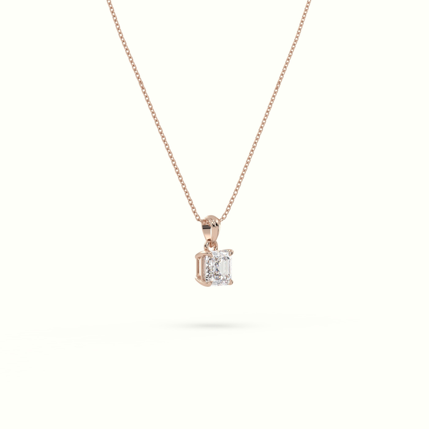 18k rose gold ascher cut solitaire diamond pendant Photos & images