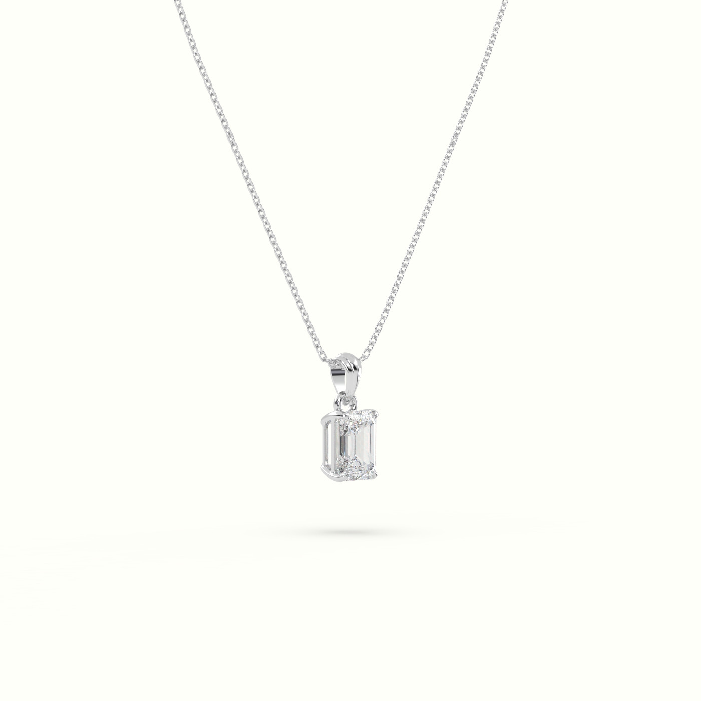 18k white gold emerald cut solitaire diamond pendant Photos & images