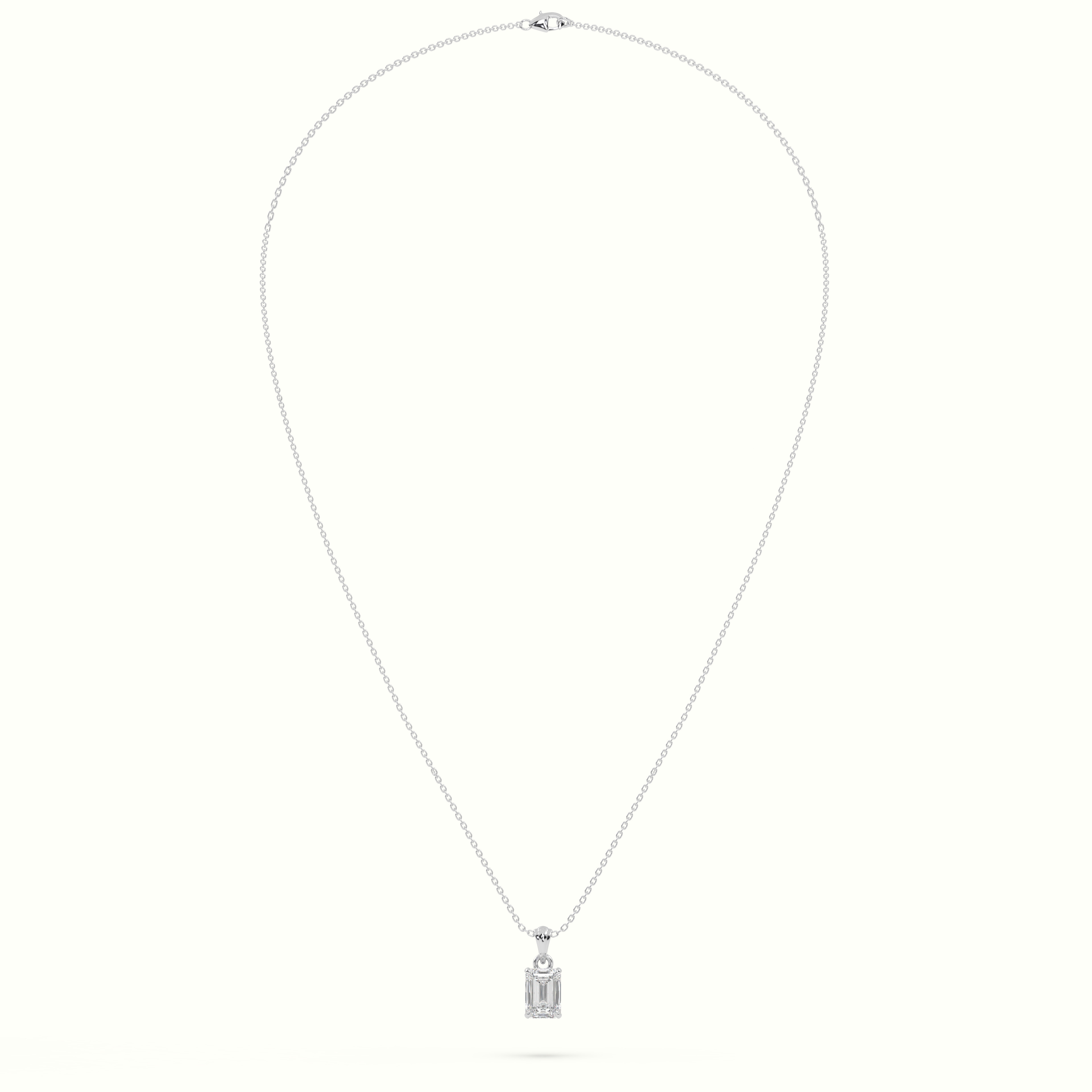 18k white gold emerald cut solitaire diamond pendant Photos & images