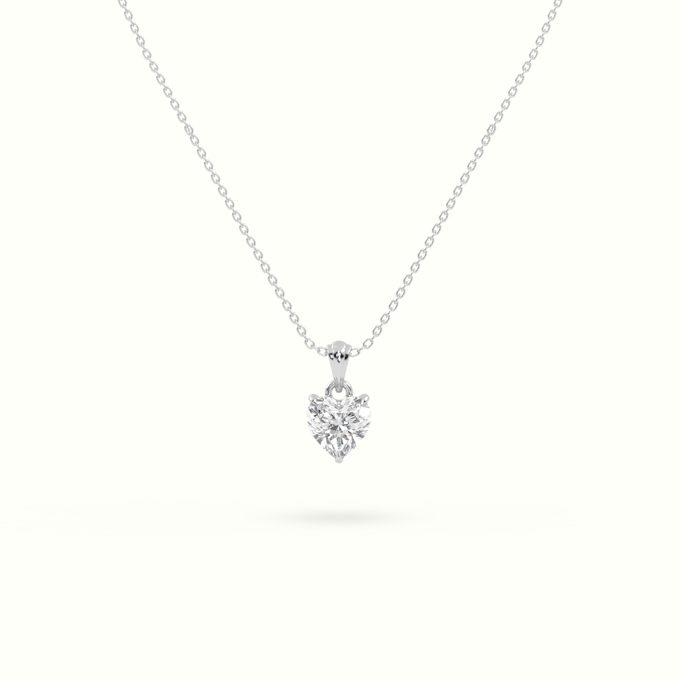 18K White Gold Heart Cut Solitaire Diamond Pendant
