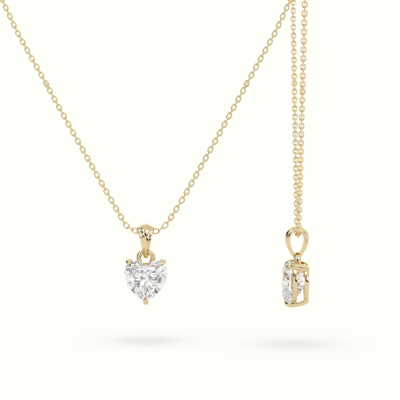 18k yellow gold heart cut solitaire diamond pendant Photos & images