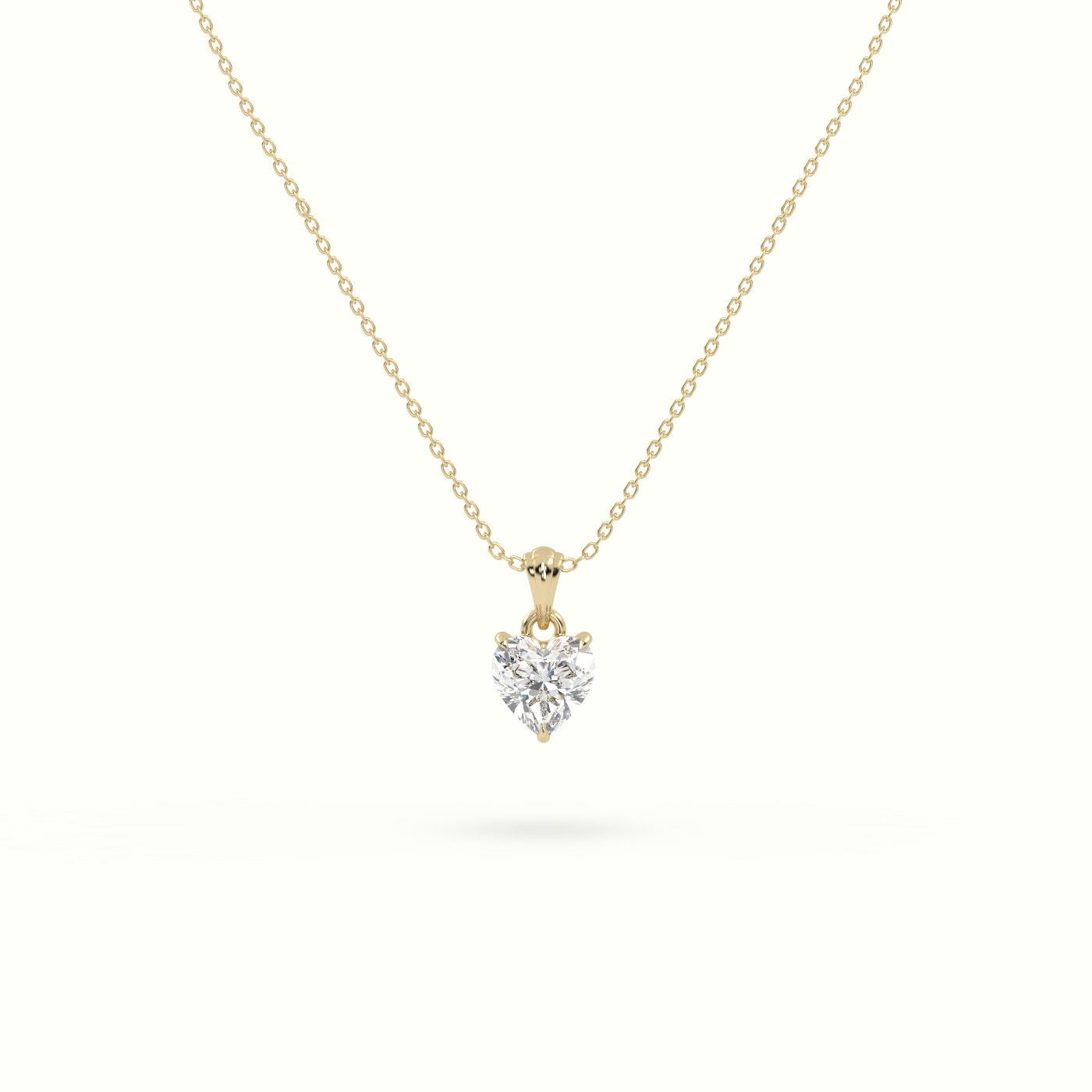 18k yellow gold heart cut solitaire diamond pendant