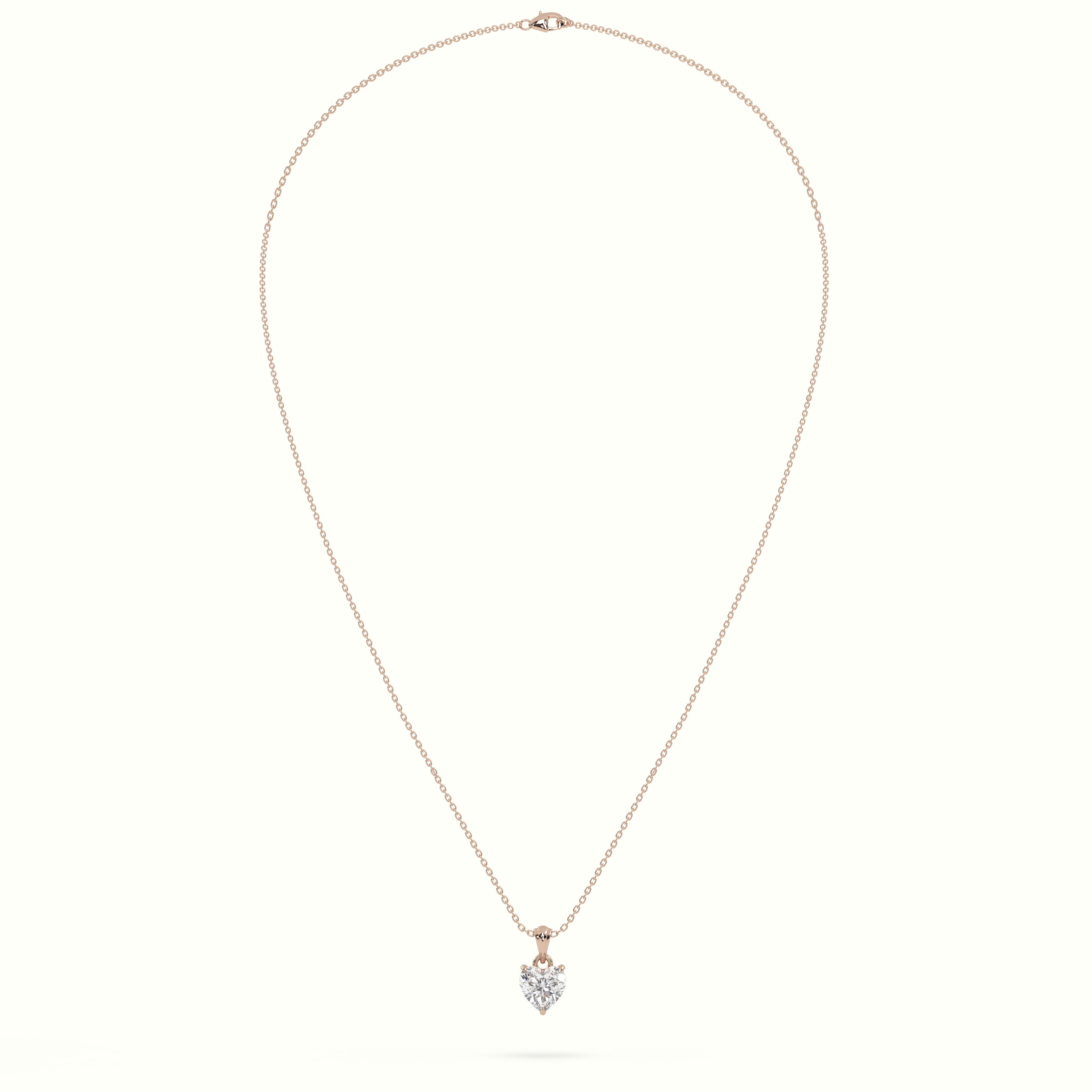 18k rose gold heart cut solitaire diamond pendant Photos & images