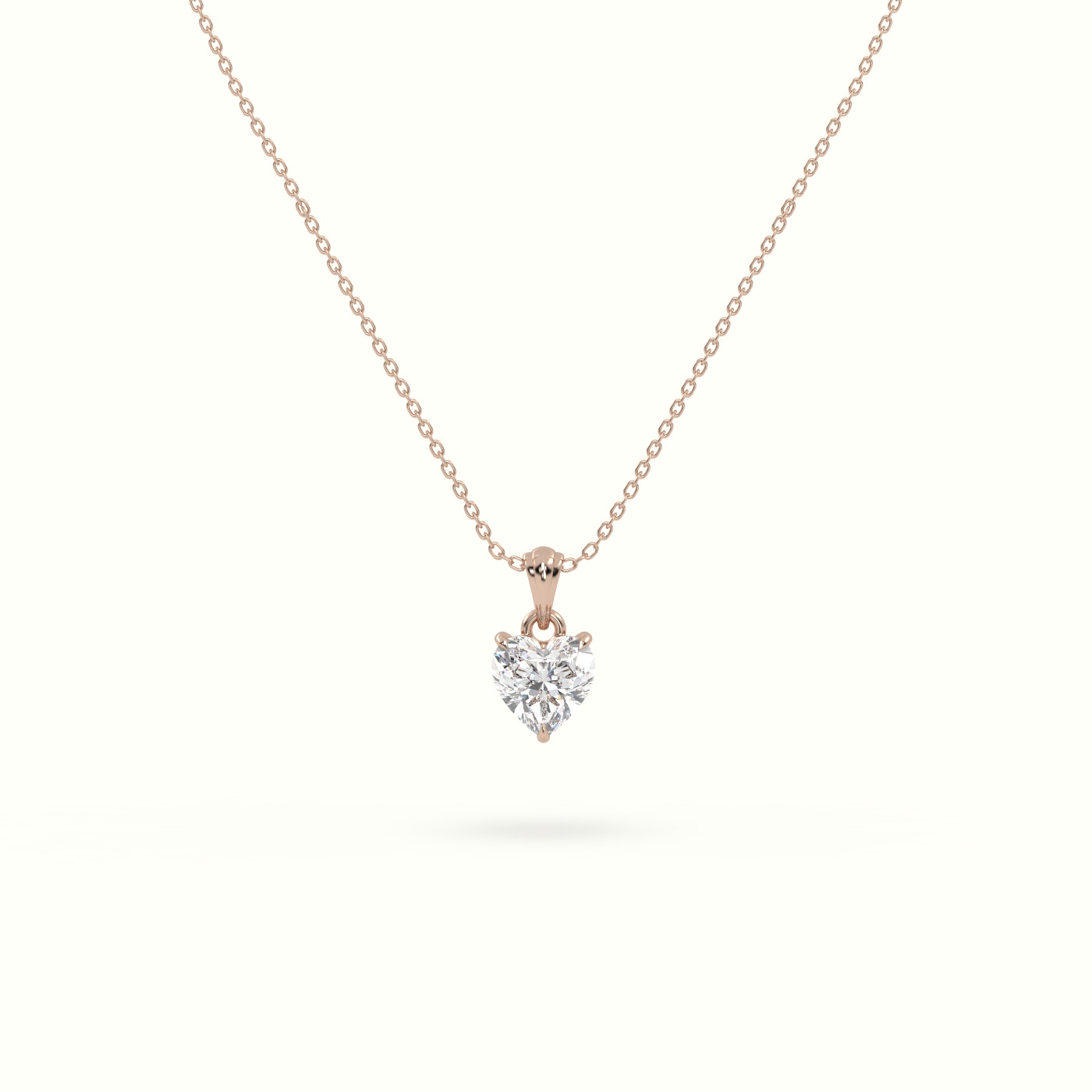 18k rose gold heart cut solitaire diamond pendant