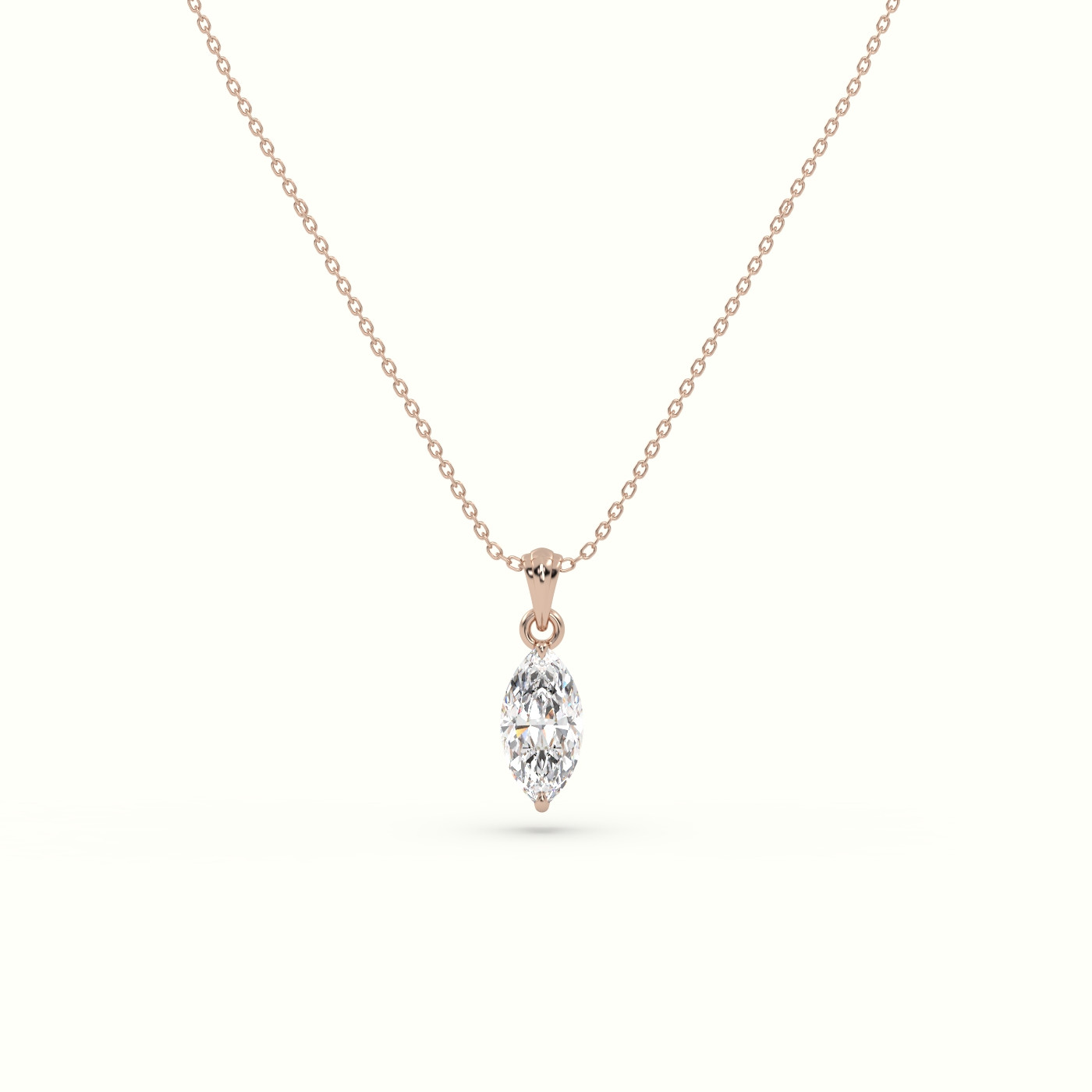 18k rose gold marquise cut solitaire diamond pendant