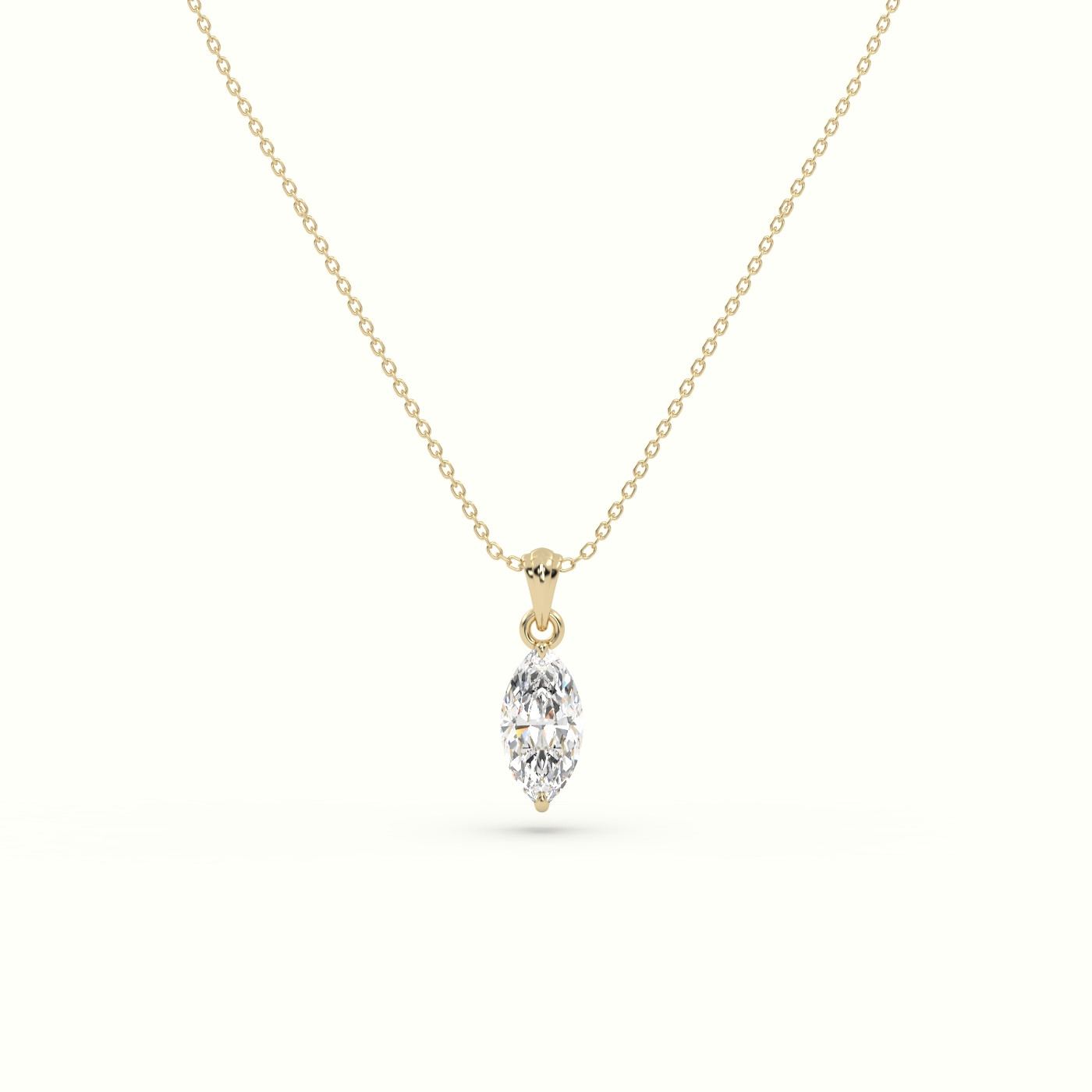 18k yellow gold marquise cut solitaire diamond pendant